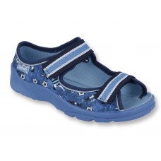 BEFADO 969X141 kapcie, niebieskie sandałki w piłkarzy
